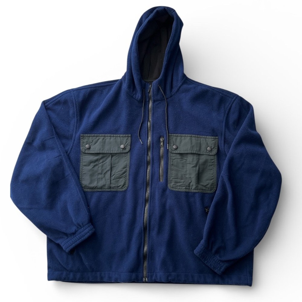 Cabela’s Men's Fleece Navy and Black Hooded Wind Breaker Jacket - XL